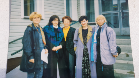 group of people in front of building